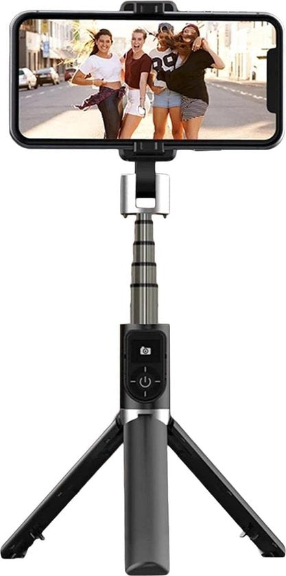 Selfie stick statief – Bluetooth afstandsbediening – 360° draaibaar – Uitschuifbaar – Zwart-Selfiesticks-Ilumina Benelux
