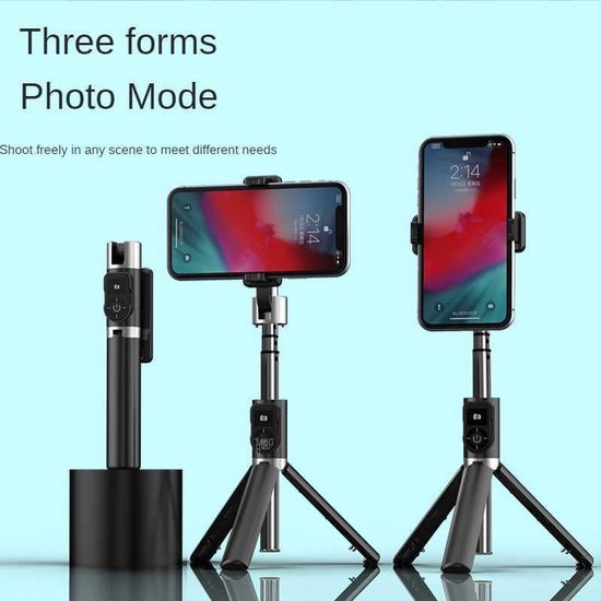 Selfie stick statief – Bluetooth – Aluminium intrekbaar 80cm – Afstandsbediening – 360° rotatie – Zwart-Selfiesticks-Ilumina Benelux