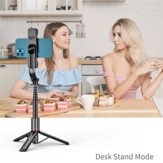 Selfie Stick Tripod – Smartphone Statief – Lichtfunctie – 360° Rotatie – Bluetooth Afstandsbediening – Zwart-Selfiesticks-Ilumina Benelux