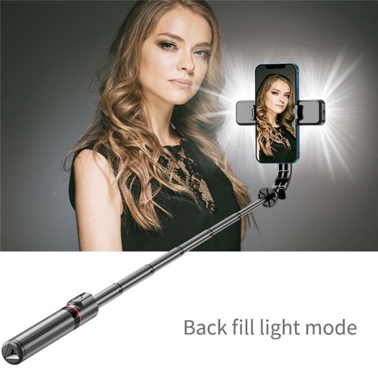 Selfie Stick Tripod – Smartphone Statief – Lichtfunctie – 360° Rotatie – Bluetooth Afstandsbediening – Zwart