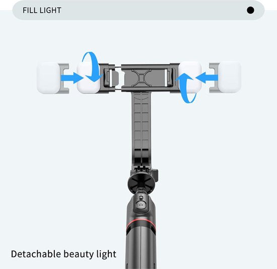 Selfie Stick Tripod – Smartphone Statief – Lichtfunctie – 360° Rotatie – Bluetooth Afstandsbediening – Zwart-Selfiesticks-Ilumina Benelux