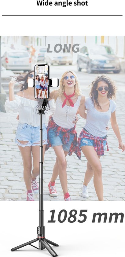 Selfie Stick Tripod – Smartphone Statief – Lichtfunctie – 360° Rotatie – Bluetooth Afstandsbediening – Zwart-Selfiesticks-Ilumina Benelux
