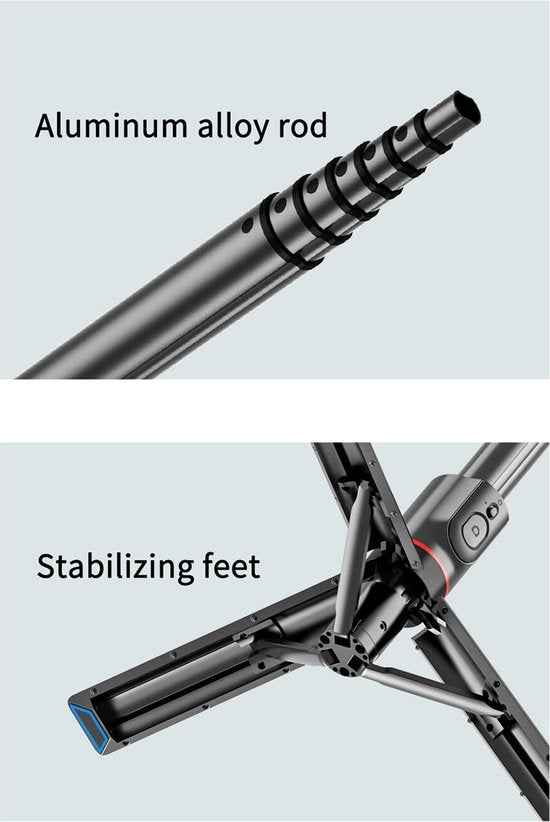 Selfie Stick Tripod – Smartphone Statief – Lichtfunctie – 360° Rotatie – Bluetooth Afstandsbediening – Zwart-Selfiesticks-Ilumina Benelux