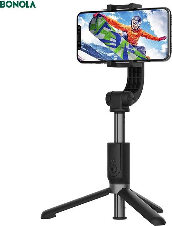 Selfiestick voor smartphone – 3-in-1 Gimbal Stabilizer – Bluetooth Afstandsbediening – Anti-Shake Statief – Opvouwbaar Zwart-Selfiesticks-Ilumina Benelux
