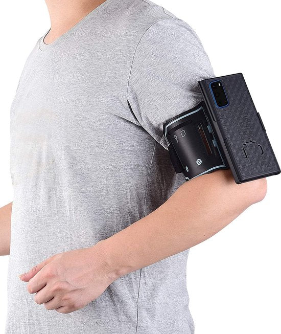 Sportarmband – Geschikt voor Samsung Galaxy S20 – Hardloop Armband Holster – Sleutelhouder – Zwart-Ilumina Benelux