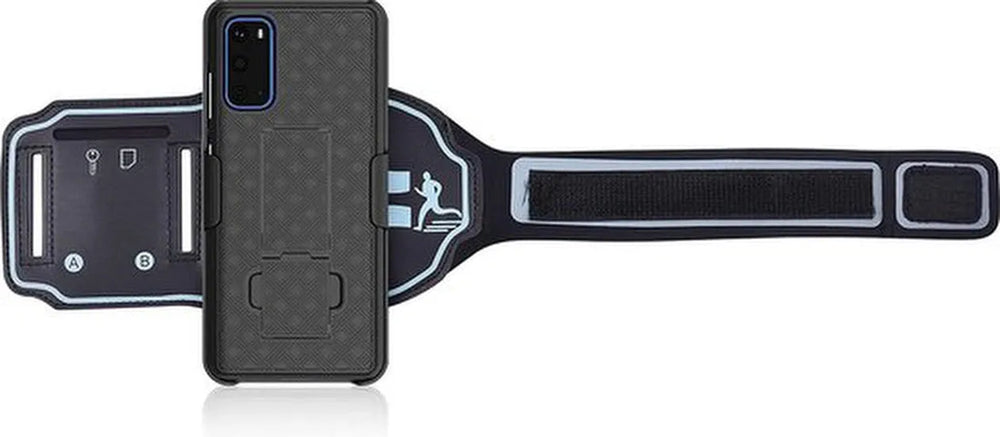 Sportarmband – Geschikt voor Samsung Galaxy S20 – Hardloop Armband Holster – Sleutelhouder – Zwart-Ilumina Benelux