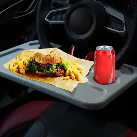 Stuurwiel Tafel Auto – Multifunctionele Laptop & Eetblad Houder – Draagbaar – Antislip – Grijs-Autotoebehoren-Ilumina Benelux