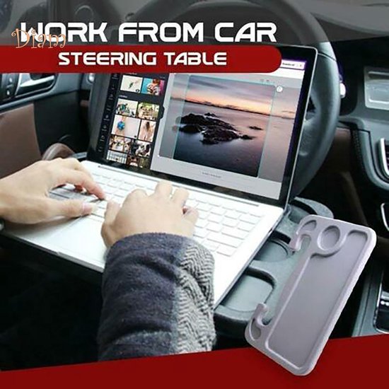 Stuurwiel Tafel Auto – Multifunctionele Laptop & Eetblad Houder – Draagbaar – Antislip – Grijs-Autotoebehoren-Ilumina Benelux