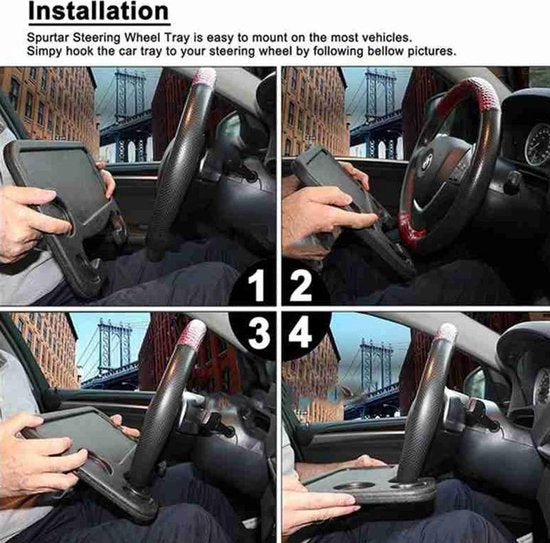 Stuurwiel Tafel Auto – Multifunctionele Laptop & Eetblad Houder – Draagbaar – Antislip – Grijs-Autotoebehoren-Ilumina Benelux