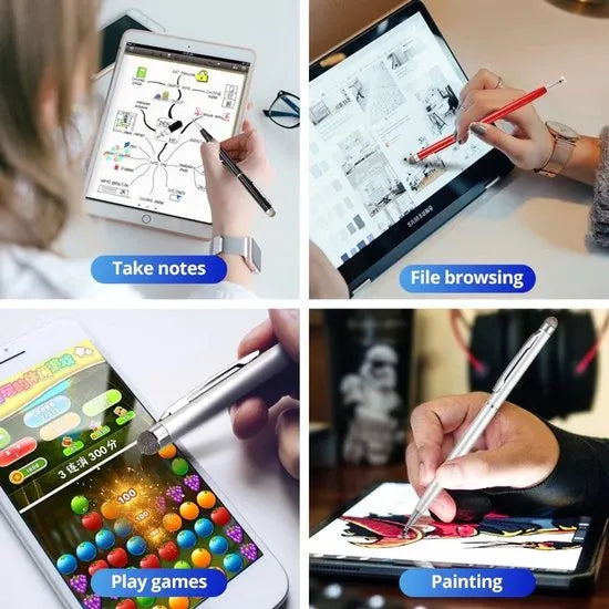 Stylus pen tablets & smartphones – 2-in-1 precisie disc tip – capacitief schrijven & tekenen – Geschikt voor iPad/iPhone/Samsung/Surface – Zwart-Stylus-Ilumina Benelux