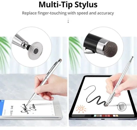 Stylus pen voor tablet & smartphone – 2-in-1 precisie disc tip – Capacitive schrijfstift – Geschikt voor iPhone/iPad/Samsung/Surface – Wit-Stylus-Ilumina Benelux
