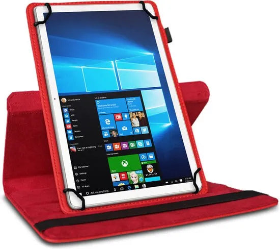 Tablethoes 9-10 inch – Universeel – PU Leer – Case Cover met Standfunctie – Rood-Tablethoesjes-Ilumina Benelux