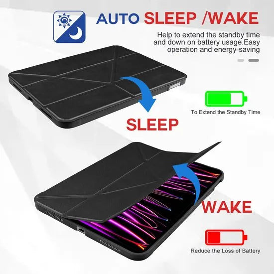 Tablethoes – Geschikt voor iPad Air 5/4 10,9 inch – Slaap/Wake Cover – Magnetische Sluiting – Zwart-Tablethoesjes-Ilumina Benelux