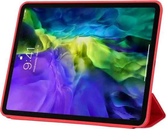 Tablethoes iPad Pro 11 inch (2018-2022) – Ultraslank Tri-Fold Smart Cover – Standfunctie – Auto Sleep/Wake – Rood-Tablethoesjes-Ilumina Benelux