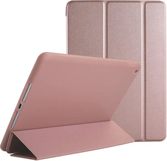 Tablethoes – Tri-Fold Smart Cover – Ultraslank – Voor iPad Air 1/2 & iPad 2017/2018 – Roségoud-Tablethoesjes-Ilumina Benelux