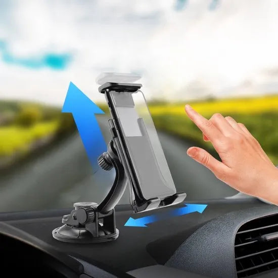 Tablethouder auto – Dashboard/Raam Zuignap – Klembevestiging – 5-9 inch Tablet & Smartphone – Zwart-Tablethouder-Ilumina Benelux