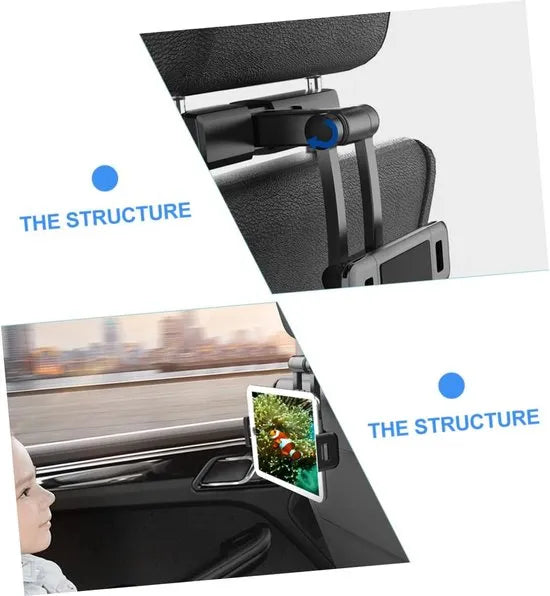 Tablethouder auto – Hoofdsteun achterbank – 360° draaibaar – Verstelbare klem – Zwart-Tablethouder-Ilumina Benelux