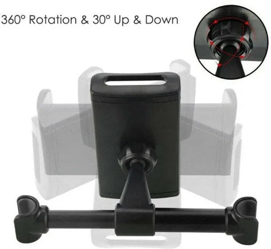 Tablethouder auto hoofdsteun – Achterbank tablet mount – Verstelbaar & stevig – 360° draaibaar – Zwart-Tablethouder-Ilumina Benelux