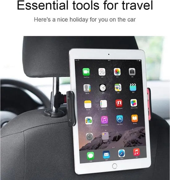 Tablethouder auto hoofdsteun – Achterbank tablet mount – Verstelbaar & stevig – 360° draaibaar – Zwart-Tablethouder-Ilumina Benelux
