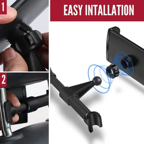 Tablethouder auto – Hoofdsteun houder – Ook telefoonhouder – Geschikt voor iPad iPhone Samsung Galaxy Tab – Zwart-Tablethouder-Ilumina Benelux