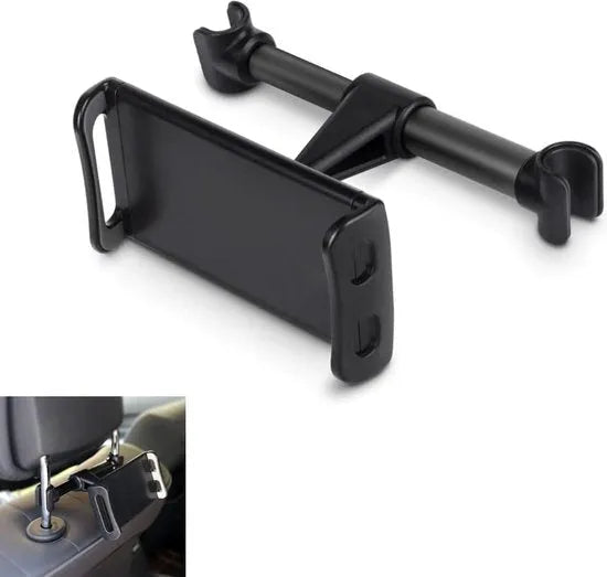 Tablethouder auto – Hoofdsteun houder – Ook telefoonhouder – Geschikt voor iPad iPhone Samsung Galaxy Tab – Zwart-Tablethouder-Ilumina Benelux