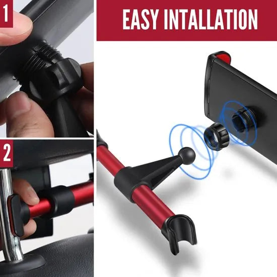 Tablethouder auto – Hoofdsteun houder set van 2 – Kinder tablet & telefoonhouder – Geschikt voor iPad/iPhone/Galaxy Tab – Rood-Tablethouder-Ilumina Benelux