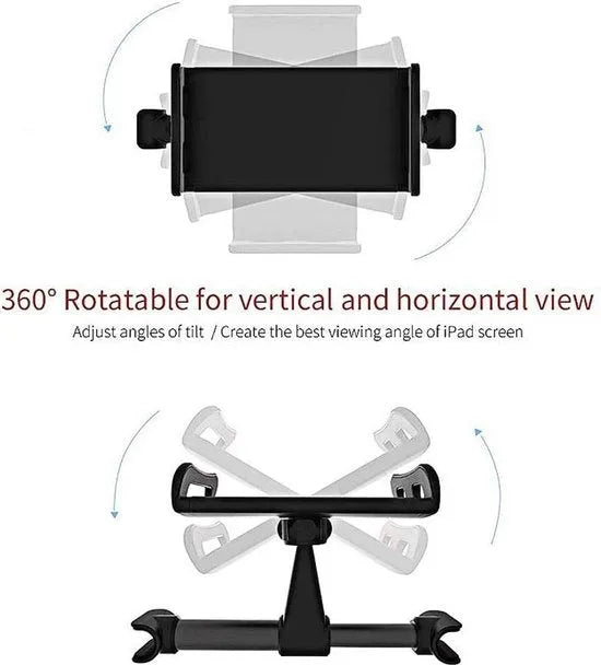 Tablethouder auto – Hoofdsteun montage – 360° draaibaar – Universeel verstelbaar – Zwart-Tablethouder-Ilumina Benelux