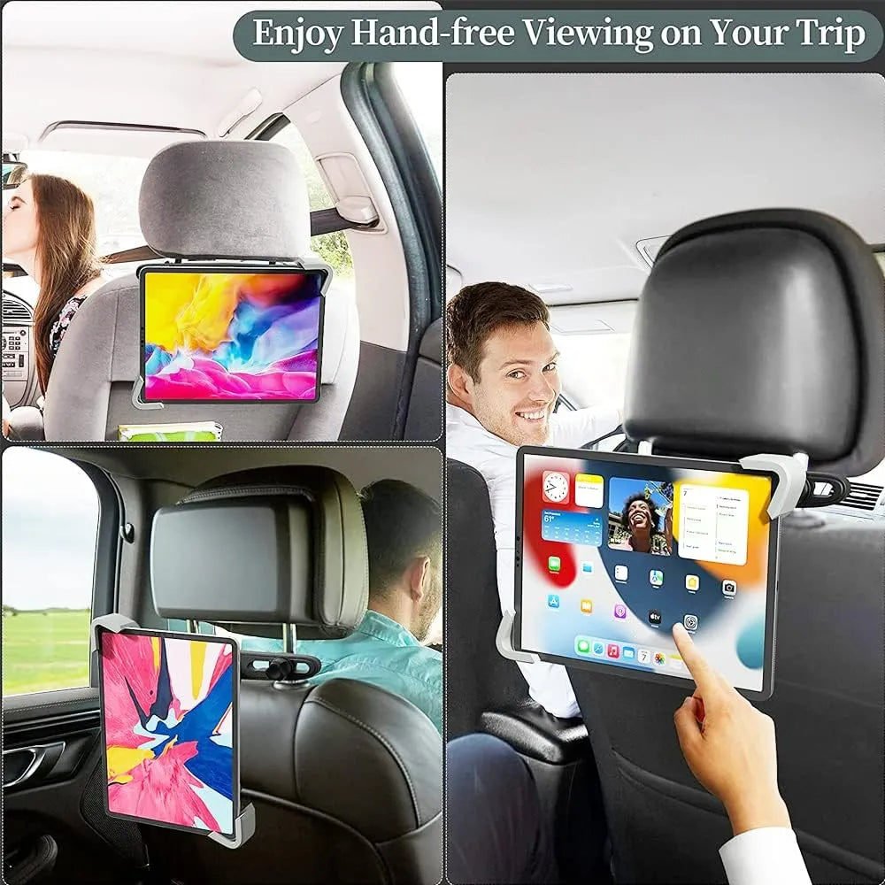 Tablethouder auto – Hoofdsteun montage – Verstelbare arm – 360° draaibaar – Zwart-Tablethouder-Ilumina Benelux