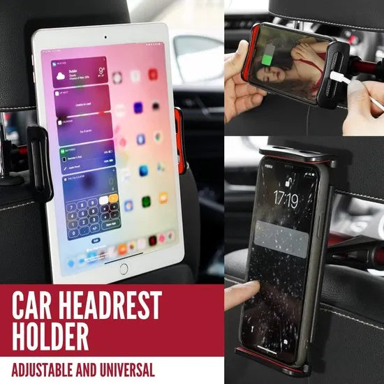 Tablethouder auto hoofdsteun – Tablet- en Telefoonhouder – Geschikt voor iPad/iPhone/Samsung Galaxy Tab – Set van 2 – Zwart-Tablethouder-Ilumina Benelux
