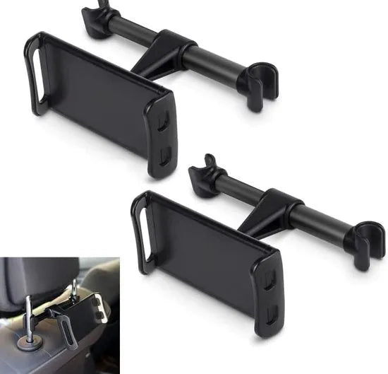Tablethouder auto hoofdsteun – Tablet- en Telefoonhouder – Geschikt voor iPad/iPhone/Samsung Galaxy Tab – Set van 2 – Zwart-Tablethouder-Ilumina Benelux