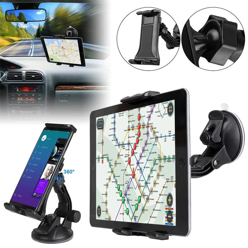 Tablethouder auto – Zuignap & Klem – Dashboard/Raam Montage – 360° Verstelbaar 5-9 Inch – Zwart-Tablethouder-Ilumina Benelux
