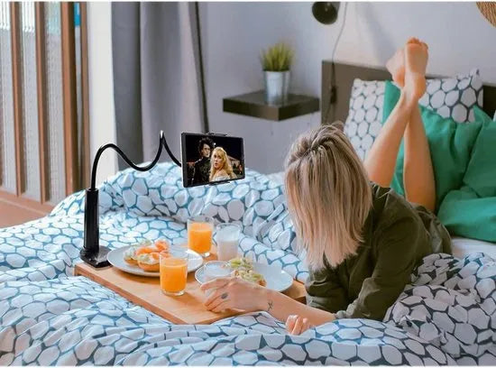 Tablethouder bed – Zwanenhals arm met klem – 360° verstelbaar – Universeel 7-11 inch – Zwart-Ilumina Benelux