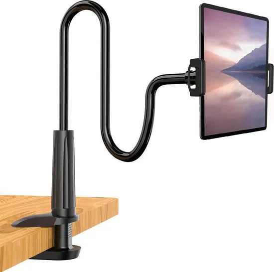 Tablethouder bed – Zwanenhals arm met klem – 360° verstelbaar – Universeel 7-11 inch – Zwart-Ilumina Benelux