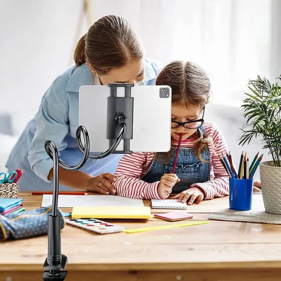 Tablethouder bed/bureau – Flexibele Arm LB-537 – 360° Draaibaar – Tablet Standaard voor tafel/keuken – Zwart-Tablethouder-Ilumina Benelux