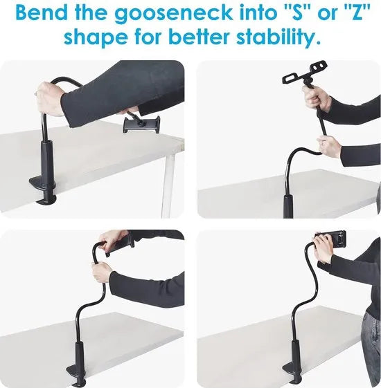 Tablethouder bureau – Flexibel verstelbaar statief – Universele smartphone standaard – Voor tafel bed – Zwart-Ilumina Benelux