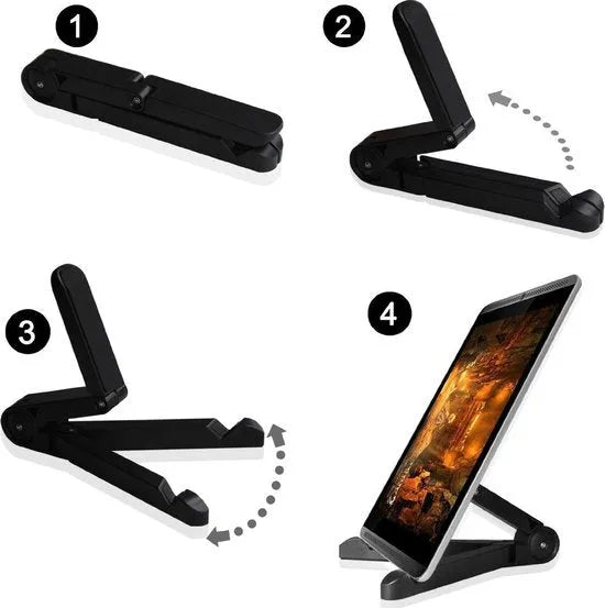 Tablethouder bureau – Multi-angle standaard – Universeel 5-12 inch – Voor tablet e-reader smartphone – Zwart-Ilumina Benelux