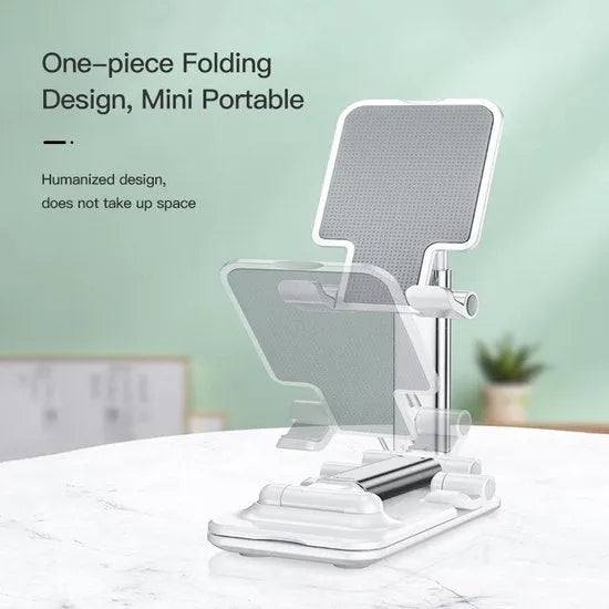 Tablethouder bureau – Opvouwbare desktop standaard – Universeel voor tablet en telefoon – Verstelbaar – Wit-Ilumina Benelux