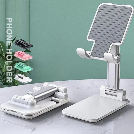 Tablethouder bureau – Opvouwbare desktop standaard – Universeel voor tablet en telefoon – Verstelbaar – Wit-Ilumina Benelux