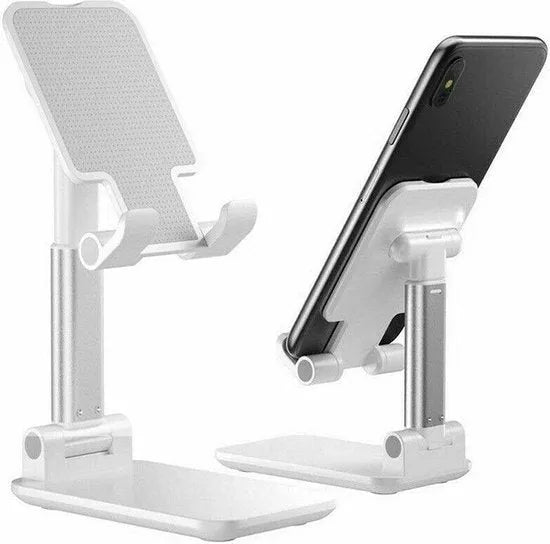 Tablethouder bureau – Opvouwbare desktop standaard – Universeel voor tablet en telefoon – Verstelbaar – Wit-Ilumina Benelux