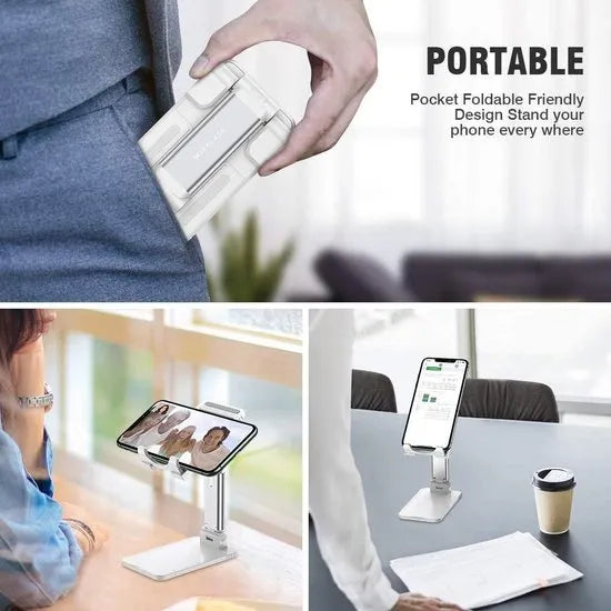 Tablethouder bureau – Opvouwbare Verstelbare Tabletstandaard – Antislip Desktop Stand – Voor iPad/iPhone – Zilver-Ilumina Benelux