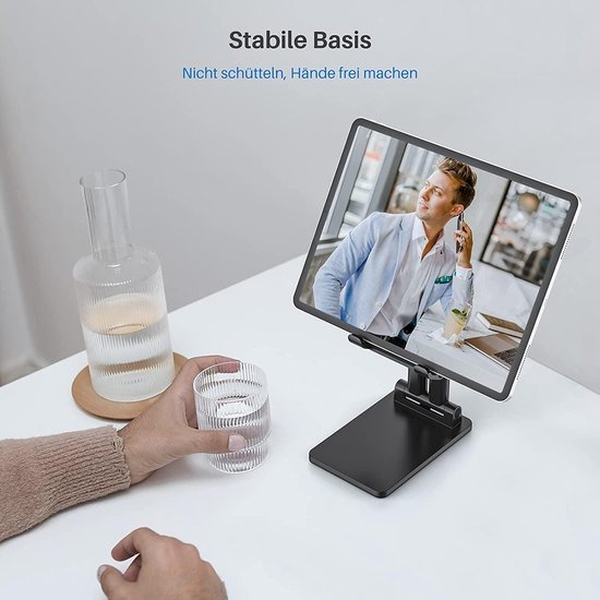 Tablethouder bureau – Verstelbaar & opvouwbaar – Universele tabletstandaard – Geschikt voor iPad/telefoon 4-12,9 inch – Zwart-Ilumina Benelux