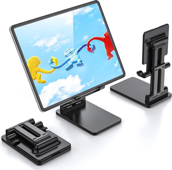 Tablethouder bureau – Verstelbaar & opvouwbaar – Universele tabletstandaard – Geschikt voor iPad/telefoon 4-12,9 inch – Zwart-Ilumina Benelux
