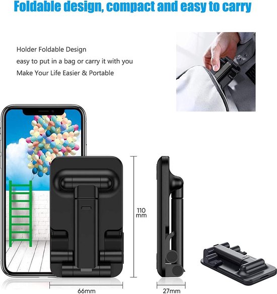 Tablethouder bureau – Verstelbare desktopstandaard – Opvouwbaar dock – Geschikt voor iPad/Samsung Tab/Nintendo Switch – Zwart-Ilumina Benelux