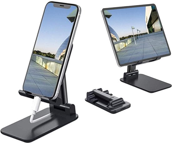 Tablethouder bureau – Verstelbare desktopstandaard – Opvouwbaar dock – Geschikt voor iPad/Samsung Tab/Nintendo Switch – Zwart-Ilumina Benelux