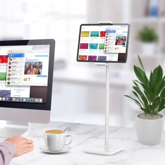 Tablethouder bureau – Verstelbare standaard – 360° draaibaar – 4,7-12,9 inch – Wit-Tablethouder-Ilumina Benelux