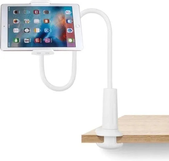 Tablethouder bureau – Verstelbare tablet standaard – Voor tafel, bureau & bed – 4-11 inch iPad/tablets – Wit/Zilver-Tablethouder-Ilumina Benelux