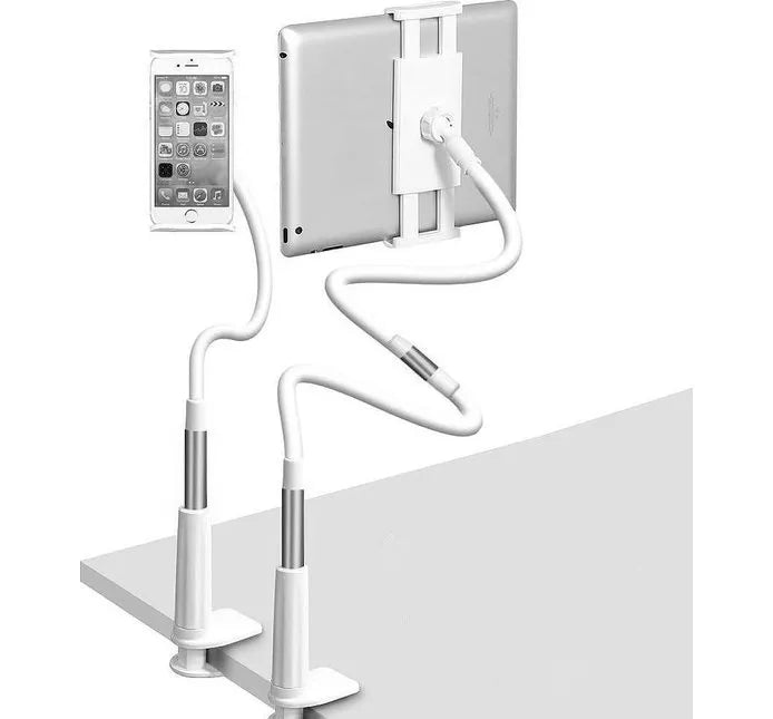 Tablethouder bureau – Verstelbare tablet standaard – Voor tafel, bureau & bed – 4-11 inch iPad/tablets – Wit/Zilver-Tablethouder-Ilumina Benelux