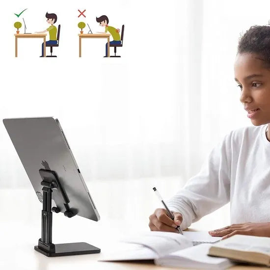 Tablethouder bureau – Verstelbare tafelstandaard – Voor tablet & smartphone – Antislip – Zwart-Ilumina Benelux