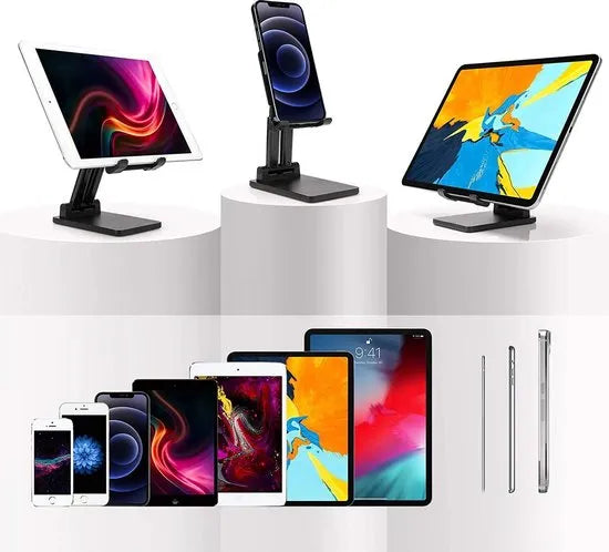 Tablethouder bureau – Verstelbare tafelstandaard – Voor tablet & smartphone – Antislip – Zwart-Ilumina Benelux