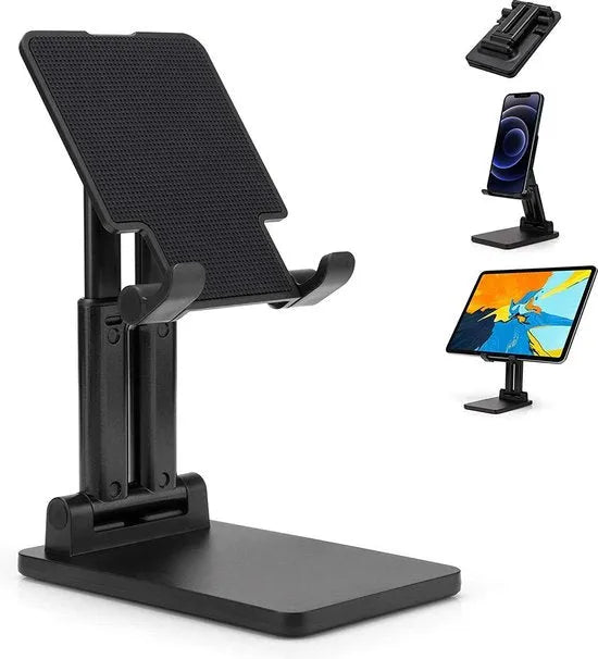 Tablethouder bureau – Verstelbare tafelstandaard – Voor tablet & smartphone – Antislip – Zwart-Ilumina Benelux